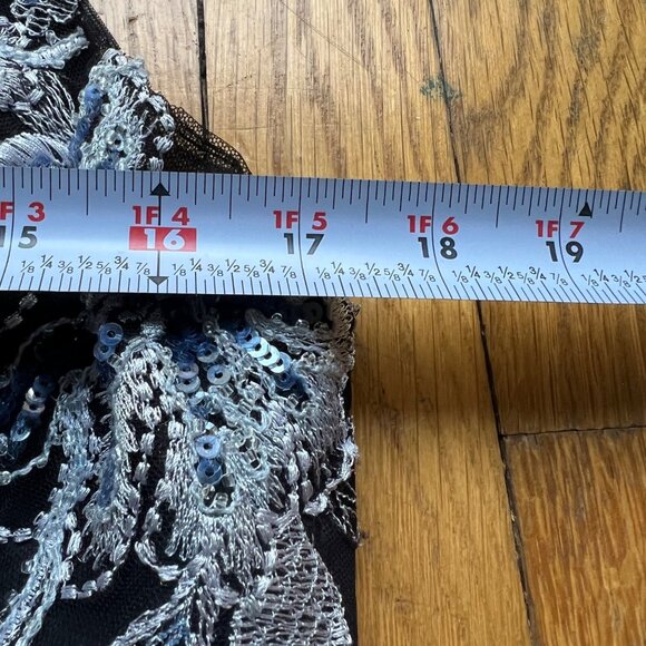 Rickie Freeman Teri Jon Size 12 Black & Silver Embroidered Sleeveless Mini Dress - Picture 16 of 16